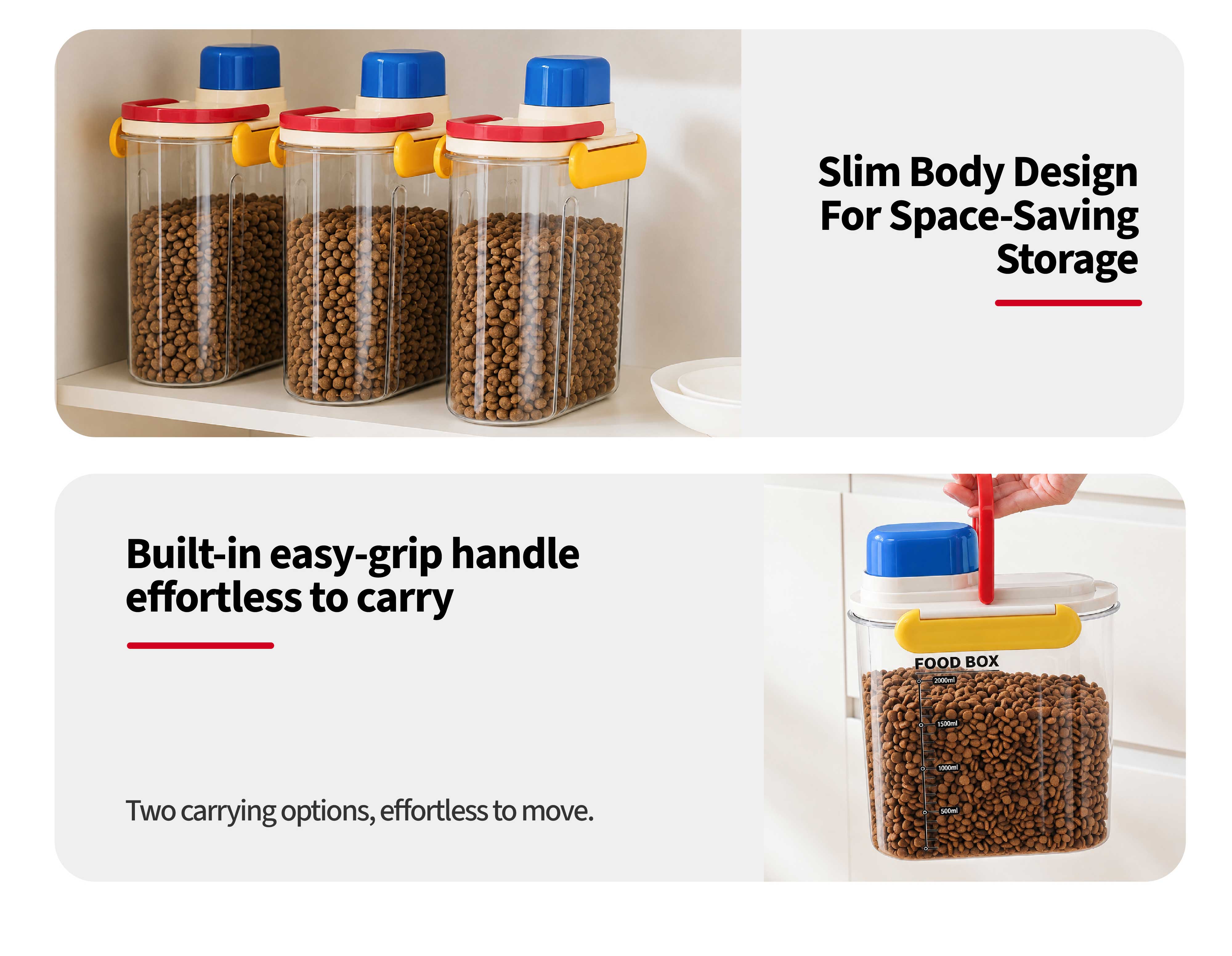 Slim Body Design / Built-In Easy-Grip Handle