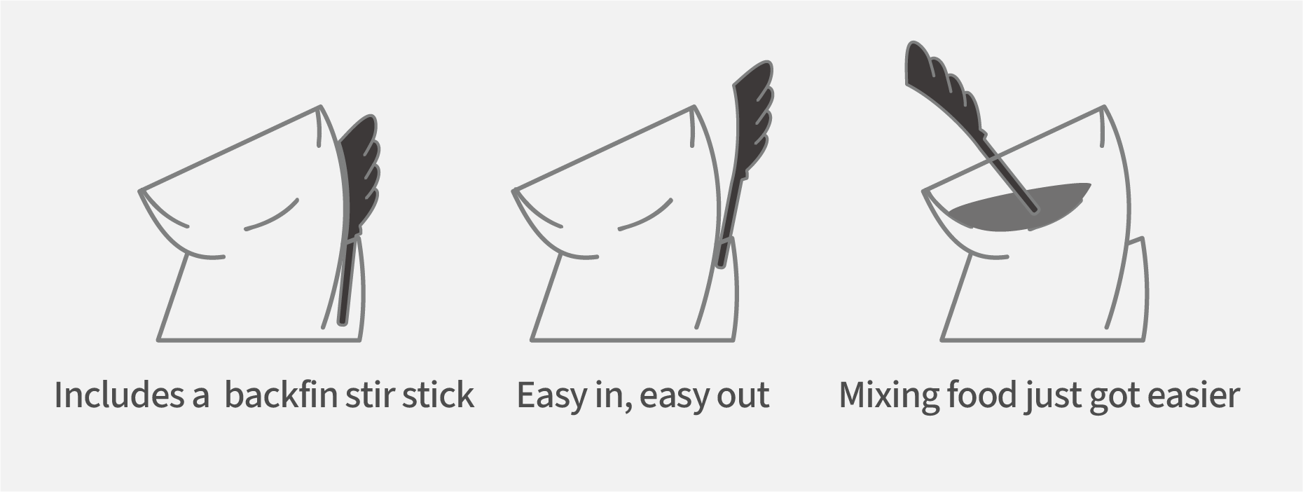 Backfin stir stick usage steps