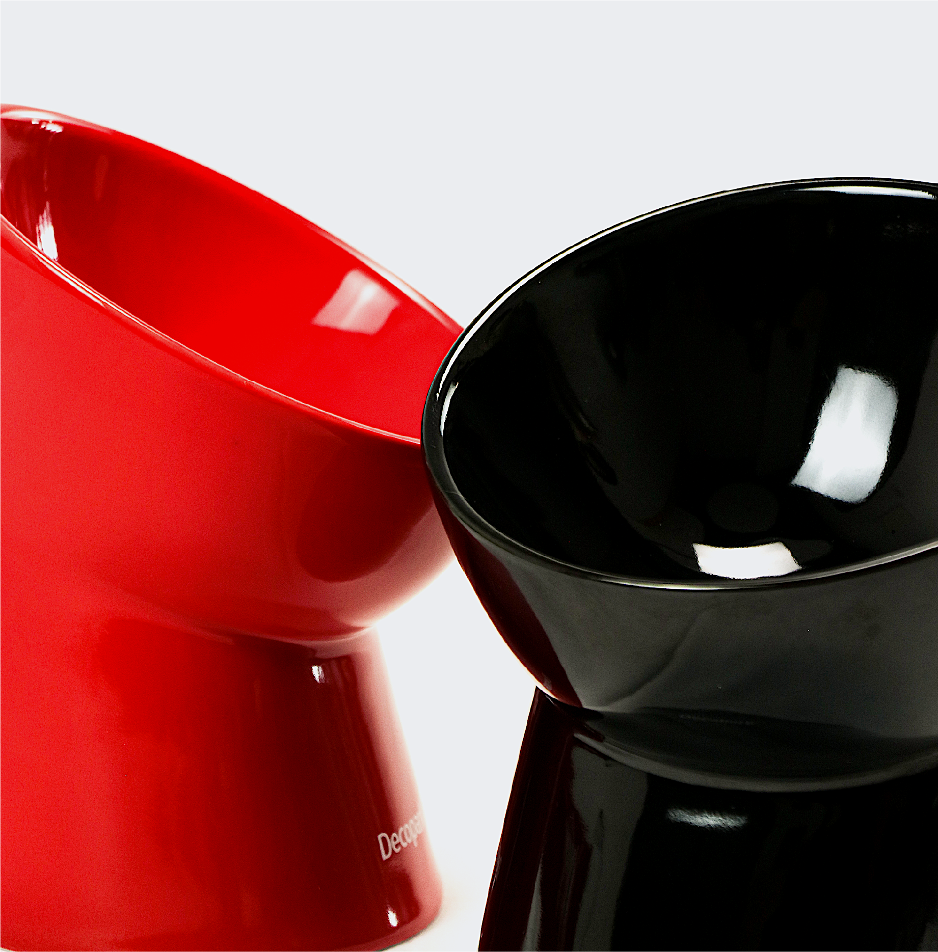 Red and black Dino Bowls close-up